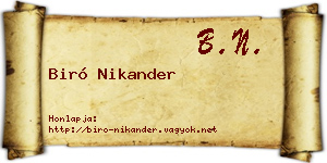 Biró Nikander névjegykártya